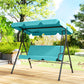 3-Seater Outdoor Porch Swing with Adjustable Canopy, Patio Swing Chair for Garden, Poolside, Backyard, Grey and White