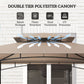 8' x 5' Grill Gazebo, Double Tiered Barbecue Grill Gazebo Shelter with Side Awning, 2 Side Shelves, 6 Hooks, Khaki