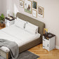 Set of 2 Side Tables, Night Stands with Charging Outlets, White