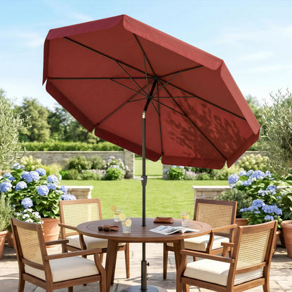 8.5ft Wine Red Round Market Table Umbrella with Tilt & Crank