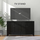 Sideboard Buffet, Storage Cabinet with Barn Door and Adjustable Shelf, TV Stand for TVs up to 65 Inches, Black Oak