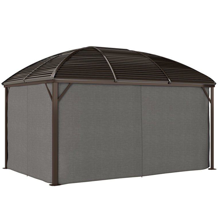 10' x 13' Dark Grey Hardtop Gazebo with Netting & Curtains