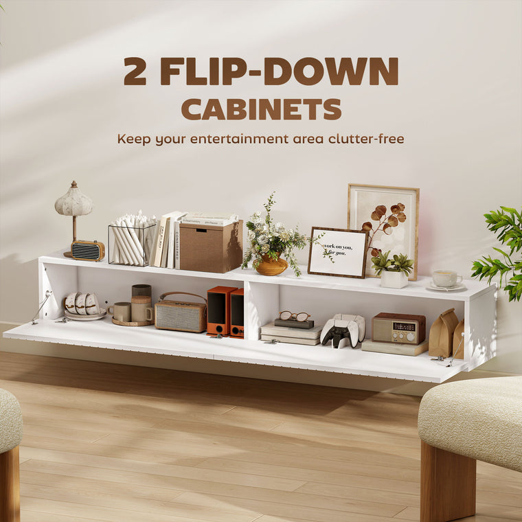 55" Floating TV Stand with Flip-Down Doors