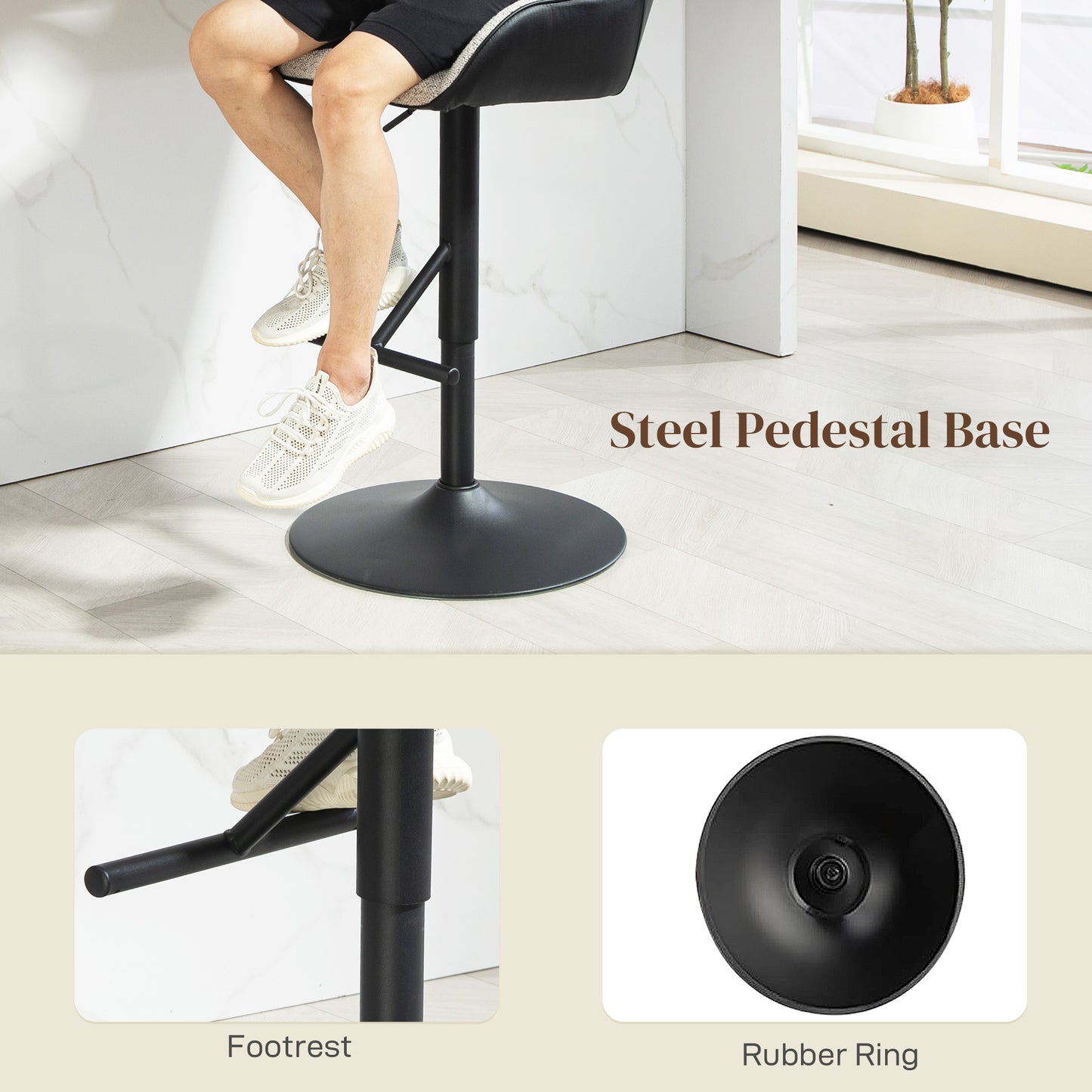 Swivel Counter Height Bar Stools Set of 2 with Back