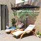 105.1" x 53.5" Black Half Patio Umbrella with Solar LED Lights