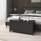 Storage Trunk with 2 Safety Hinges, Modern Entryway Bench with Side Handles, Storage Chest for Living Room, Black