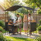 8' x 5' Grill Gazebo Canopy, Outdoor BBQ Shelter with 2 Side Shelves, Dark Grey