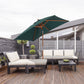 6.6x5ft Square Market Parasol, Wooden Patio Umbrella with Tilt Mechanism and 6 Bamboo Ribs, Garden Sunshade, Green