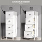 4 Drawer File Cabinet with Lock, Office Filing Cabinet, A4 Letter Size, Hanging File Folders, White