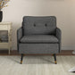 Accent Chair, Upholstered Armchair with Tufted Back Cushion and Steel Legs for Living Room, Bedroom, Dark Grey