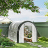 Upgraded Tunnel Greenhouse Green House with Mesh Door and Windows, 6 Plant Labels and Gloves, White