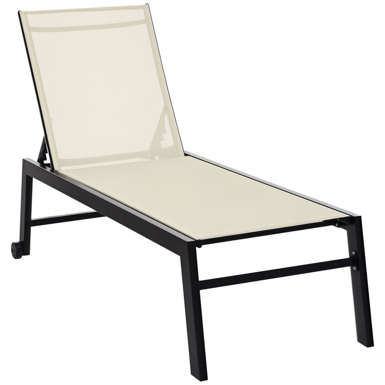 Cream White Lounger with 5-Position Reclining Backrest