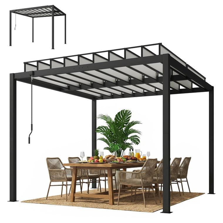 9.5' x 10' Aluminum Louvered Pergola with PC Roof
