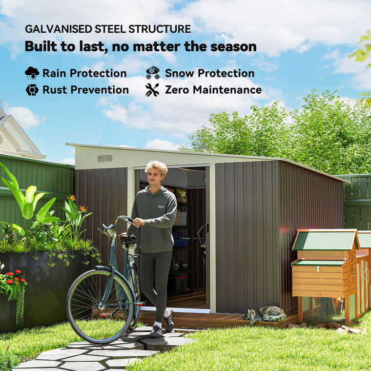 11' x 9' Storage Shed with Double Sliding Doors and Air Vents