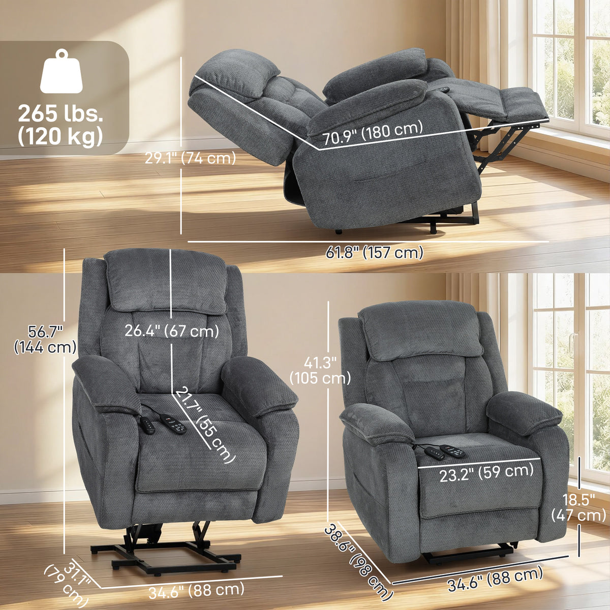 Power recliner fully reclined