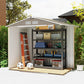 7' x 4' x 6' Garden Storage Shed Outdoor Patio Metal Tool Storage House w/ Foundation Kit and Double Doors Light Brown