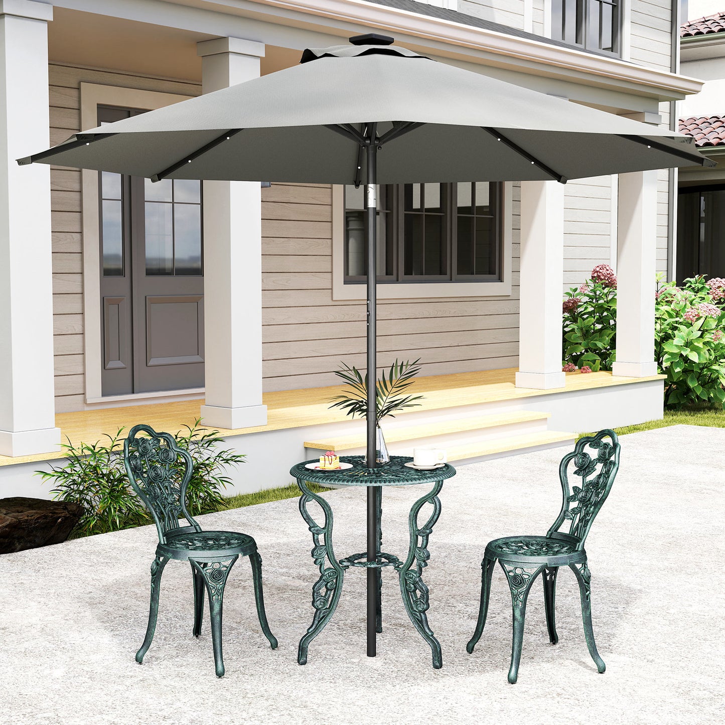 3 Pieces Patio Bistro Table and Chairs Antique Green