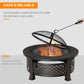 Outdoor Fire Pit, Firepit with Grill Net, Mesh Lid, Poker, for Camping, Bonfire, Picnic, Bronze