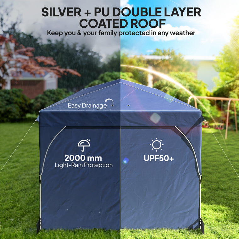 10' x 20' Dark Blue Pop-Up Canopy with Reflective Strips & UPF50+