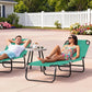 Outdoor Folding Lounge Chair, Steel Tanning Chair with Reclining Back, Breathable Mesh for Beach, Yard, Patio, Green