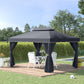 13' x 10' Patio Gazebo, Double Roof Outdoor Gazebo Canopy Shelter with Netting & Curtains, Strong Aluminum Frame, Black