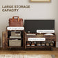 Storage Bench, Entryway Bench with Cushion, Hidden Storage, Compartments, Rustic Brown
