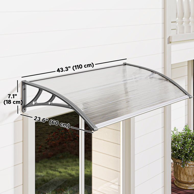 43.3" x 23.6" Clear Polycarbonate Door Awning Canopy