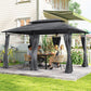 10' x 13' Double Roof Patio Gazebo, Outdoor Gazebo with Curtains, for Garden, Lawn, Backyard and Deck, Grey