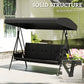 3-Seat Outdoor Porch Swing Patio Swing with Adjustable Canopy, Side Tray, Removable Cushion for Garden, Poolside, Black