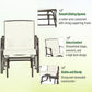 3 Piece Patio Glider Set Outdoor Gliders with Breathable Mesh Seat, Glass Top Table for Garden, Yard, Blue