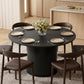 Round Dining Table for 4-6, 47 Inch Kitchen Table with Fluted Pedestal Base, for Kitchen Living Room Dining Room, Black