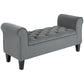 Button Tufted Storage Ottoman Bench, End of Bed Bench with Rolled Arms, Storage Chest for Living Room, Entryway, Grey