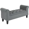 Button-Tufted Storage Bench with Rolled Arms - Grey