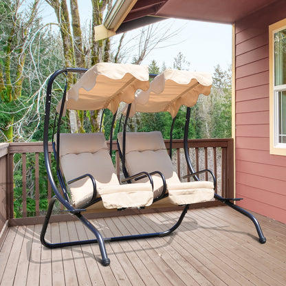 Heavy-Duty Metal Porch Swing with Canopy & Cushions