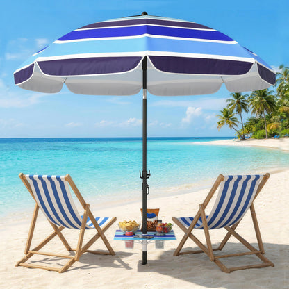78" Multicolor Beach Umbrella with Foldable Table