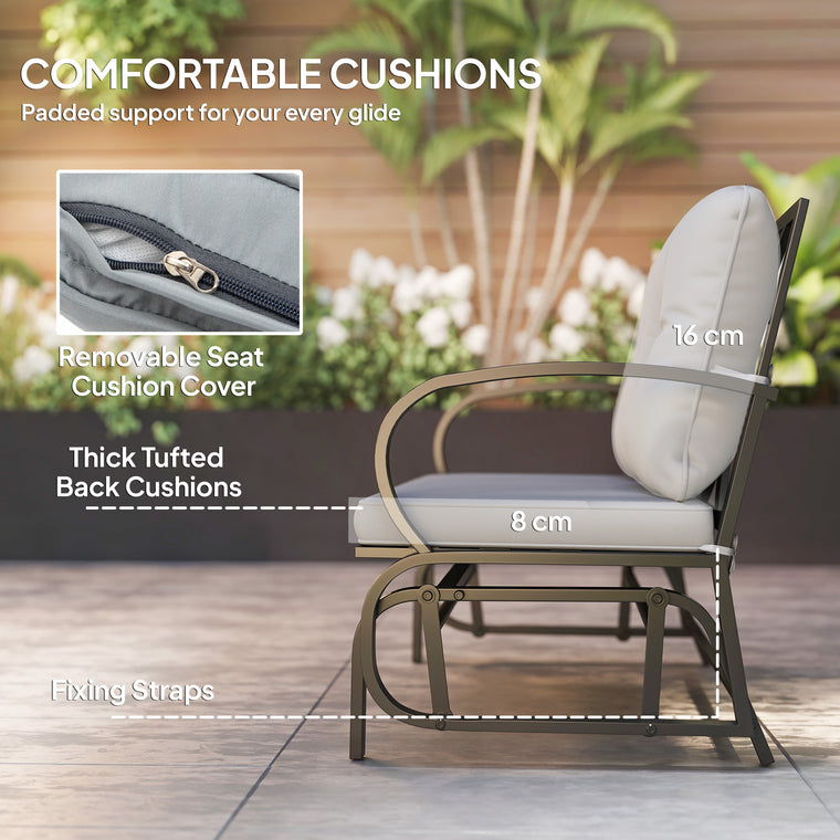 Grey 2-Person Glider Loveseat with Steel Frame