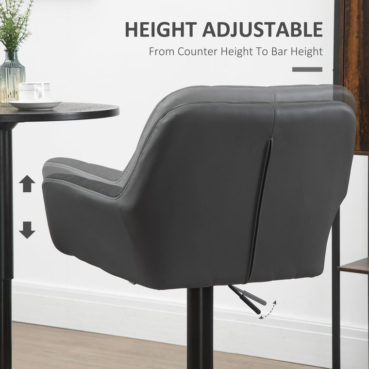 Swivel PU Leather Bar Stools Set of 2 - Black