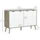 Modern Sideboard and Buffet, Dining Room Cabinet with Adjustable Shelves and 4 Doors, Grayish Brown
