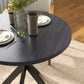 29" Dining Table, Contemporary Round Kitchen Table with Steel Legs, Black