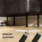 35.4" Sideboard Buffet Cabinet with Storage, Nordic Coffee Bar Cabinet with Slatted Tambour Doors and Metal Legs, Black