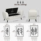 Upholstered Storage Bench with Arms, Modern Ottoman Bench for Bedroom, Entryway, and Living Room, Cream White