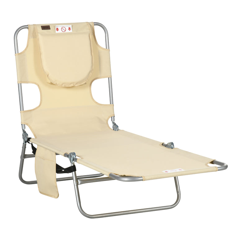 Folding 5-Level Tanning Chair with Face Hole & Carry Strap
