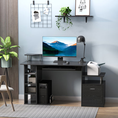 Computer Desk with Storage Shelf and Drawer - Black
