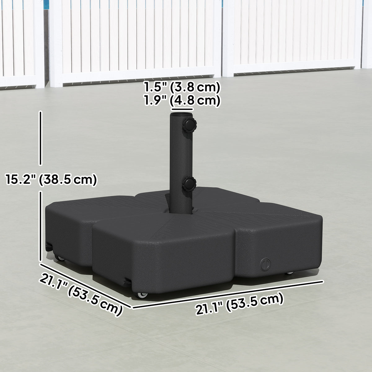 Patio Umbrella Base with Wheels & Brake Heavy Duty Outdoor Umbrella Stand Holder for for 1.5"/1.9" Poles Black