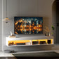 Modern Wall Mounted TV Stand with Storage and LED Lights for TVs up to 75", Floating TV Shelf for Living Room, White
