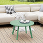 Round Outdoor Side Table, Patio Coffee Table with Metal Frame and Non-Slip Foot Pads, Green