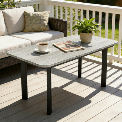 Garden Coffee Table with Composite Slat Top and Steel Frame