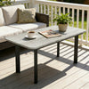 Outdoor Garden Coffee Table, Patio Table with Slatted Wood Plastic Composite Top and Steel Frame, Grey