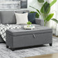 Storage Ottoman Bench, Foot Rest with Safety Hinges, 47 Inches Linen Storage Chest for Living Room, Dark Grey