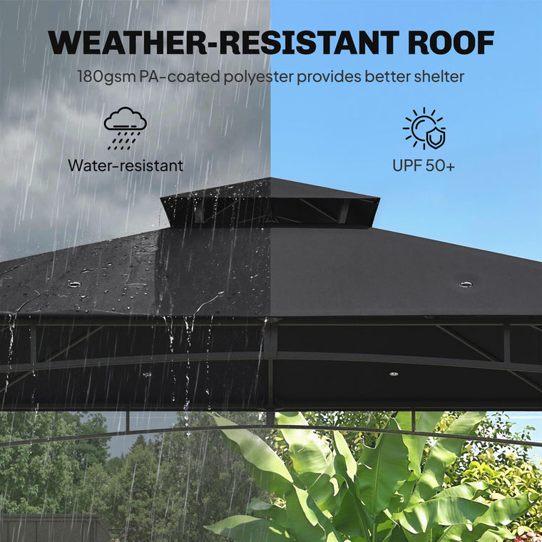 10' x 10' Black Soft-Top Gazebo with 2-Tier Roof